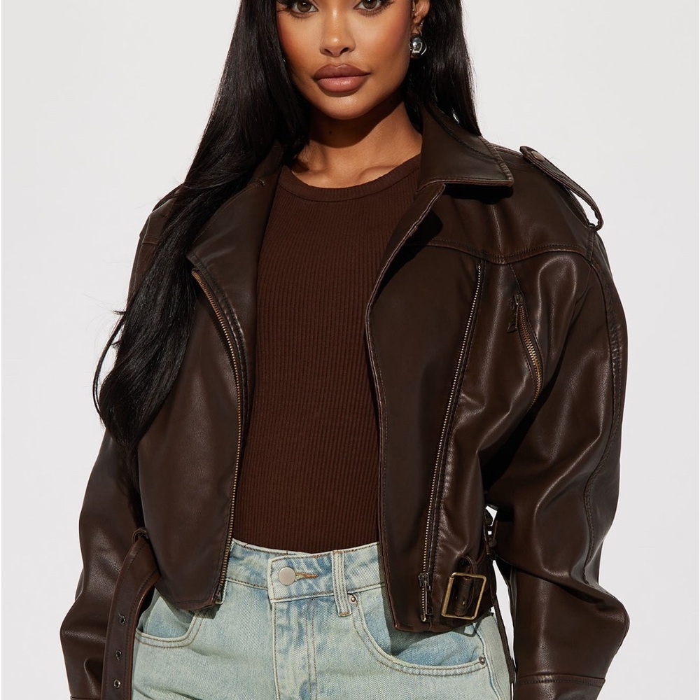 Fashion Nova Brown Leather Jacket